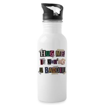 Umarme mich wenn du ein Baddie bist. - Trinkflasche mit integriertem Trinkhalm - Weiß - Rechts