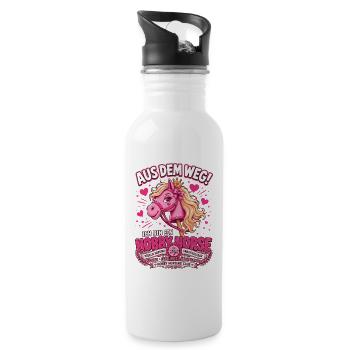 Aus dem Weg Ich bin ein Hobby Horse - Trinkflasche mit integriertem Trinkhalm - Weiß - Rechts