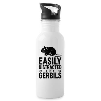Mongolische Rennratte Sprüche Rennmaus Geschenk - Trinkflasche mit integriertem Trinkhalm - Weiß - Rechts