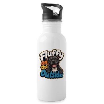 Staffordshire Bull Terrier - Trinkflasche mit integriertem Trinkhalm - Weiß - Rechts