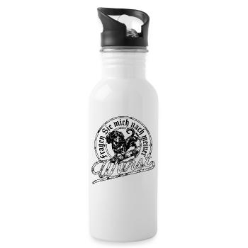 Cooler Dackel mit Skateboard und Sonnenbrille  - Trinkflasche mit integriertem Trinkhalm - Weiß - Rechts