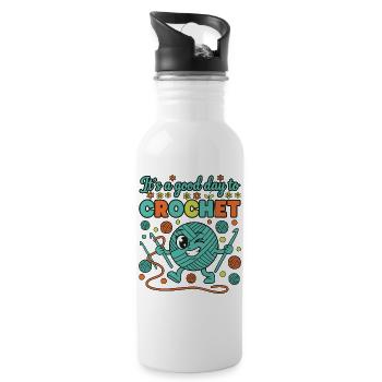 Its A Good Day To Crochet Funny Crochet Lover - Water bottle with straw - white - Right