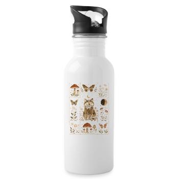  Cottagecore Waschbär Mond Pilz Schmetterling - Trinkflasche mit integriertem Trinkhalm - Weiß - Rechts