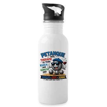 Petanque Weill Therapie Zu Teuer Kugeln Aber - Trinkflasche mit integriertem Trinkhalm - Weiß - Rechts