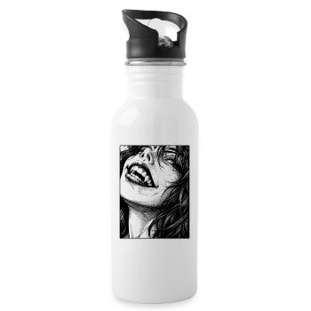 Ausdrucksvoller Vampirschrei - Trinkflasche mit integriertem Trinkhalm - Weiß - Rechts