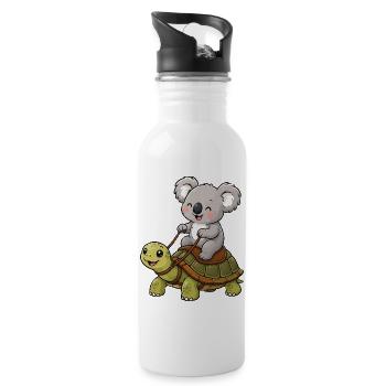 Little koala rides turtle - Water bottle with straw - white - Right