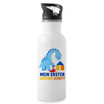 Mein erster großer Schritt – Dino fürs Krippenkind - Trinkflasche mit integriertem Trinkhalm - Weiß - Rechts