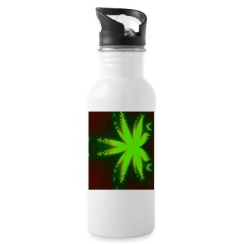 Neon Fractal Star Beam - Water bottle with straw - white - Right