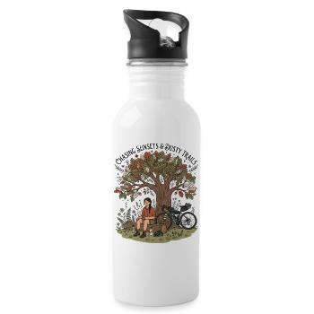 Sonnenuntergänge jagen Weibliche Bikepacking-Kunst - Trinkflasche mit integriertem Trinkhalm - Weiß - Rechts