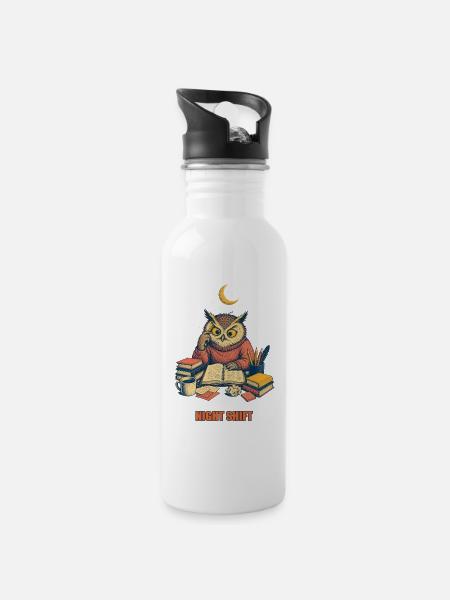 Night Shift | Night shift - Water bottle with straw - white