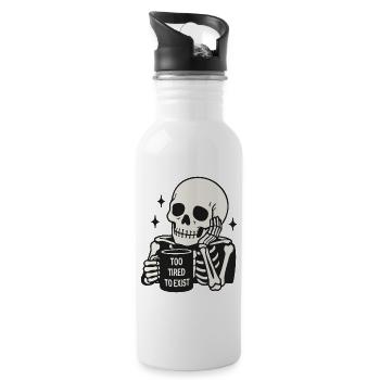 Zu müde, um zu existieren, Skelett-Kaffeetasse - Trinkflasche mit integriertem Trinkhalm - Weiß - Rechts