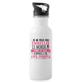 Prothésiste Ongulaire Cadeau humour personnalisé - Gourde avec paille intégrée - blanc - Droite