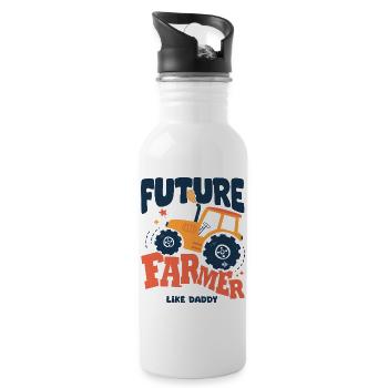 Future Farmer Like Daddy Baby Tractor - Water bottle with straw - white - Right