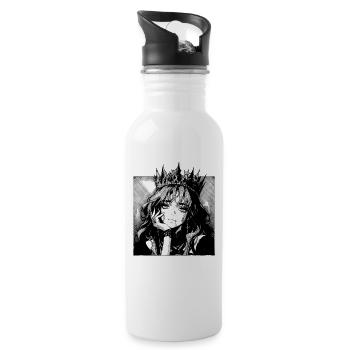 Königin der Schatten Manga Porträt - Trinkflasche mit integriertem Trinkhalm - Weiß - Rechts