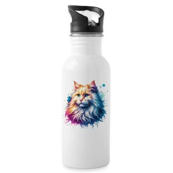 Motif du chat angora turc - Gourde avec paille intégrée - blanc - Droite