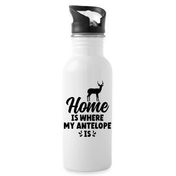 Antelope Silhouette Saying - Water bottle with straw - white - Right