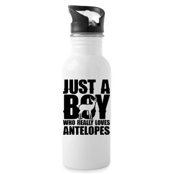 Antelope Silhouette Funny Saying - Water bottle with straw - white - Right