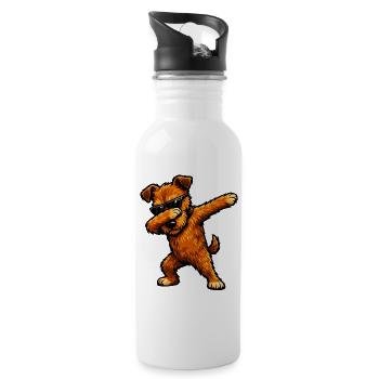 Dabbing Irish Terrier im Comic Stil - Trinkflasche mit integriertem Trinkhalm - Weiß - Rechts