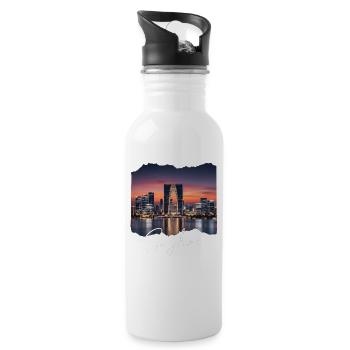 Suzhou Skyline Sunset Script - Water bottle with straw - white - Right
