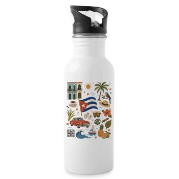 Cuba | Classic cars, music & the Caribbean - Water bottle with straw - white - Right