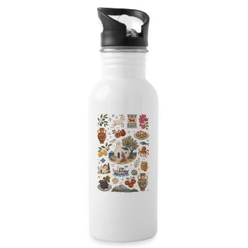 Kreta | Oliven, Meer & Inselkultur - Trinkflasche mit integriertem Trinkhalm - Weiß - Rechts