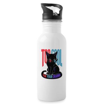 Cool cat - Water bottle with straw - white - Right