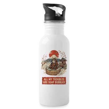 All My Troubles Are Soap Bubbles - Water bottle with straw - white - Right