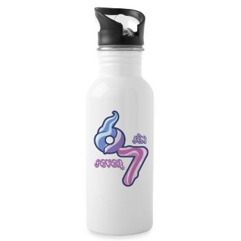 Candy Swirl 67 meme Neon Doodle - Water bottle with straw - white - Right