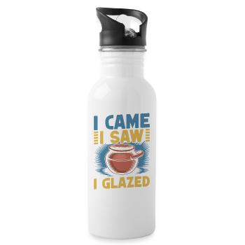 Gifts For Pottery Makers Came Saw Glazed Pottery - Water bottle with straw - white - Right