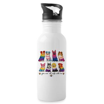 Pride Herding Dogs | You Are All Safe With Me - Water bottle with straw - white - Right
