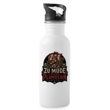 Zu müde zum Plündern Wikinger - Trinkflasche mit integriertem Trinkhalm - Weiß - Rechts