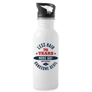 70th Birthday Devil - Water bottle with straw - white - Right