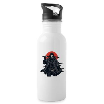 Dark cape fighter with baton - Water bottle with straw - white - Right
