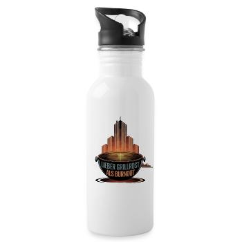 Lieber Grillrost als Burnout - Trinkflasche mit integriertem Trinkhalm - Weiß - Rechts