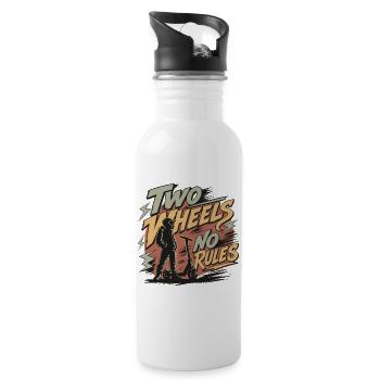 Two Wheels No Rules | Scooter Riders - Water bottle with straw - white - Right