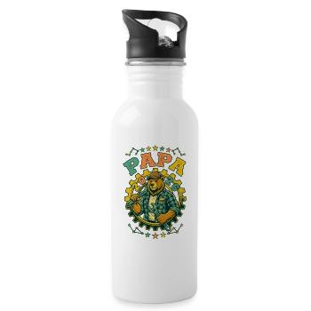 Future Dad 2026 Retro DIY Bear - Water bottle with straw - white - Right