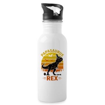 Papasaurus Rex Dinosaure Fête Des Pères - Gourde avec paille intégrée - blanc - Droite
