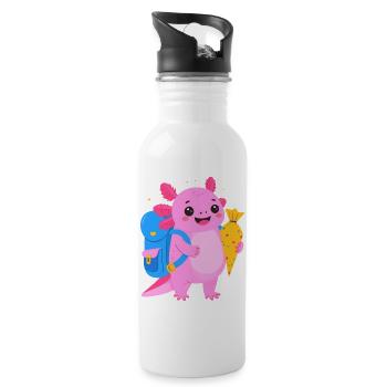 Axolotl for school enrollment – back to school school cone - Water bottle with straw - white - Right