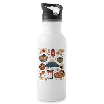 Japan | Fuji, Sakura & Indulgence - Water bottle with straw - white - Right