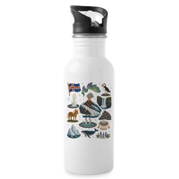 Iceland | Volcanoes, Geysers & Northern Lights - Water bottle with straw - white - Right