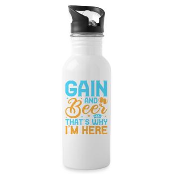 Gambling Fan Gain & Beer That's Why I'm Here - Water bottle with straw - white - Right