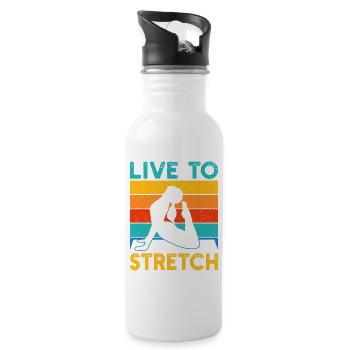 Yoga Live To Stretch Funny Yoga - Water bottle with straw - white - Right