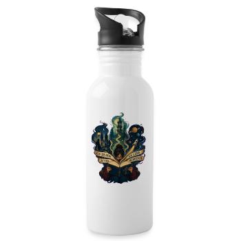 Ich lese nicht zu viel. Ich lebe mehrfach! - Trinkflasche mit integriertem Trinkhalm - Weiß - Rechts