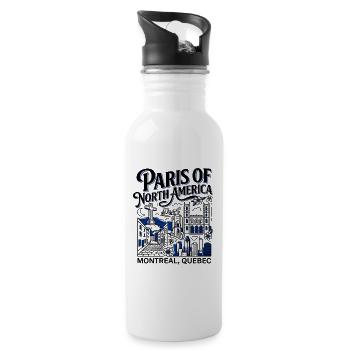 Paris Of North America Montreal Quebec - Water bottle with straw - white - Right