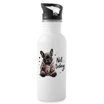 Not Today Coffee Please Tired French Bulldog - Water bottle with straw - white - Right