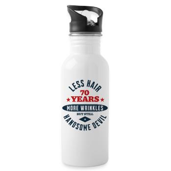 70th Birthday Devil - Water bottle with straw - white - Right