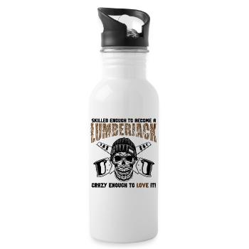 Lumberjack Skull Saws - Water bottle with straw - white - Right