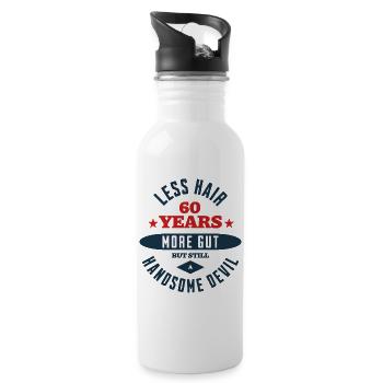 60th Birthday Devil - Water bottle with straw - white - Right