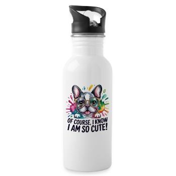 Of Course I Know I Am So Cute Lustige - Water bottle with straw - white - Right