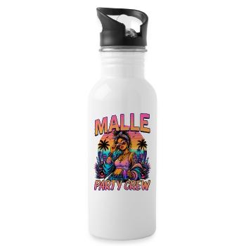 Malle Party Crew Summer Holiday Party - Water bottle with straw - white - Right